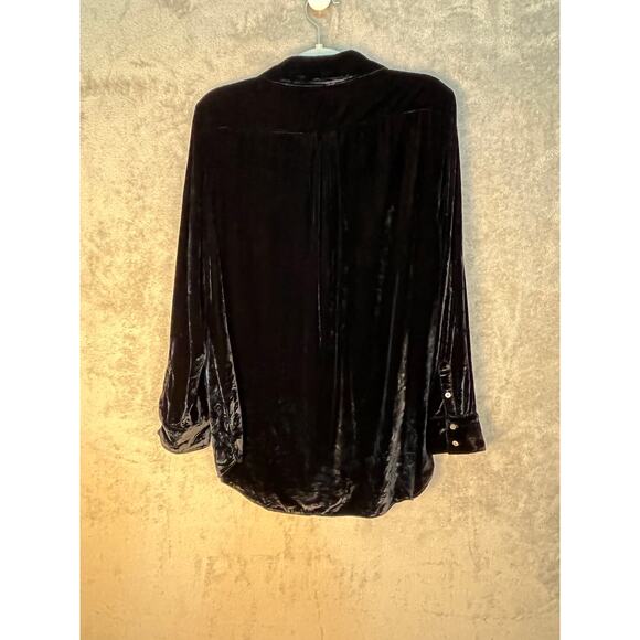 Tommy Bahama Silk Blend Velvet Tunic Large Black Vamp Stevie Nicks Whimsygoth - Picture 4 of 6